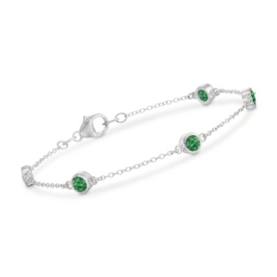 1.25 ct. t.w. Tsavorite Station Bracelet in Sterling Silver. 7" &mdash; Alt Image 1