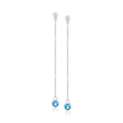 .50 ct. t.w. Blue Topaz and .10 ct. t.w. Diamond Earrings &mdash; Alt Image 1