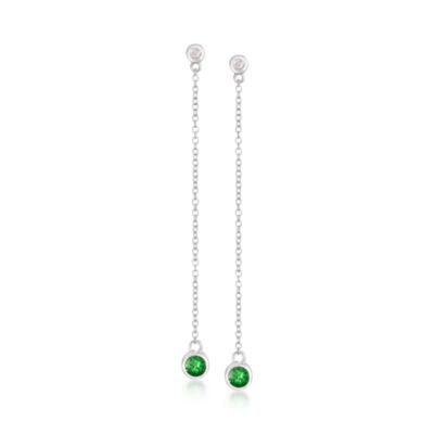 .50 ct. t.w. Tsavorite Earrings With Diamond Accents in Sterling Silver &mdash; Alt Image 1