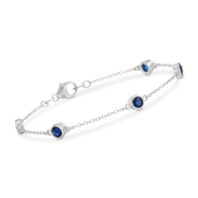 .75 ct. t.w. Sapphire Bracelet in Sterling Silver. 7" &mdash; Alt Image 1