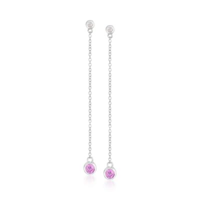.50 ct. t.w. Pink Sapphire and .10 ct. t.w. Diamond Earrings in Sterling Silver &mdash; Alt Image 1