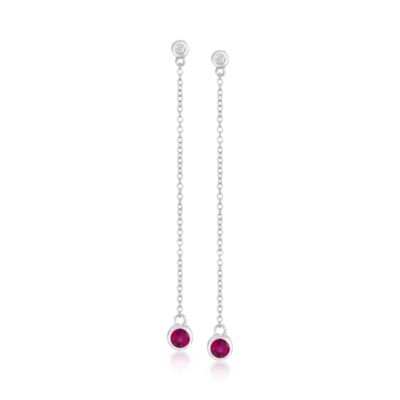 .50 ct. t.w. Ruby and .10 ct. t.w. Diamond Earrings in Sterling Silver &mdash; Alt Image 1