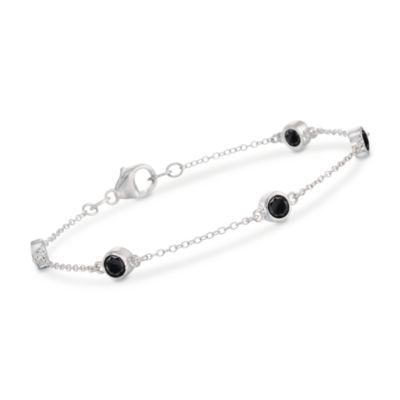 1.25 ct. t.w. Black Diamond Bracelet in Sterling Silver. 7" &mdash; Alt Image 1