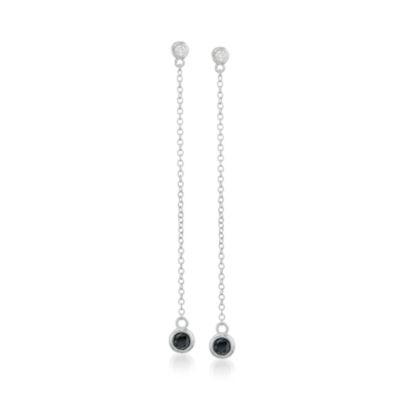 .60 ct. t.w. Black and White Diamond Earrings in Sterling Silver &mdash; Alt Image 1
