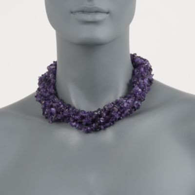Amethyst Torsade Necklace in Sterling Silver. 17" &mdash; Alt Image 2