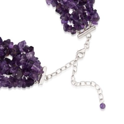 Amethyst Torsade Necklace in Sterling Silver. 17" &mdash; Alt Image 3