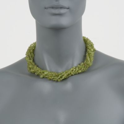 Peridot Torsade Necklace in Sterling Silver. 17" &mdash; Alt Image 2