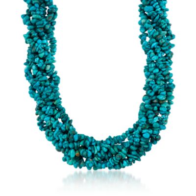 Turquoise Torsade Necklace in Sterling Silver. 17" &mdash; Alt Image 1