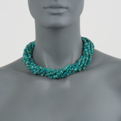 Turquoise Torsade Necklace in Sterling Silver. 17" &mdash; Alt Image 2