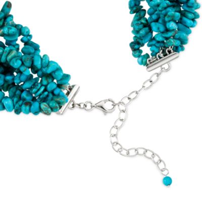 Turquoise Torsade Necklace in Sterling Silver. 17" &mdash; Alt Image 3