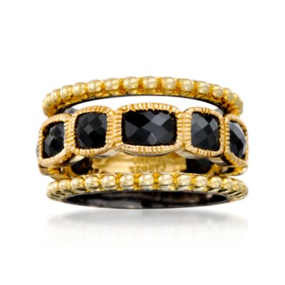 Set of 3 Black 3.75 ct. t.w. CZ Stacking Rings In Vermeil &mdash; Alt Image 1