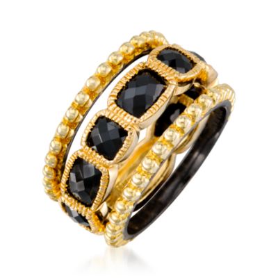 Set of 3 Black 3.75 ct. t.w. CZ Stacking Rings In Vermeil &mdash; Alt Image 3
