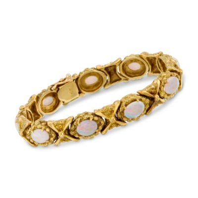 C.1970 Vintage 6.75 ct. t.w. Opal Bracelet in 18kt Yellow Gold. 6.5" &mdash; Alt Image 1