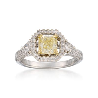 1.05 ct. t.w. Yellow and .85 ct. t.w. White Diamond Ring in 18kt White Gold &mdash; Alt Image 1
