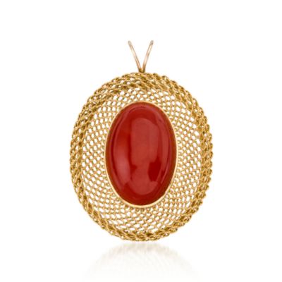C.1960 Vintage Coral Pendant Pin In 18kt Yellow Gold &mdash; Alt Image 1
