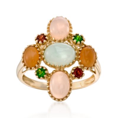 Mixed Gem Cabochon Ring in 14kt Yellow Gold &mdash; Alt Image 1