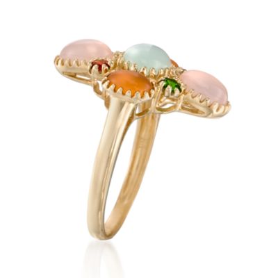 Mixed Gem Cabochon Ring in 14kt Yellow Gold &mdash; Alt Image 2