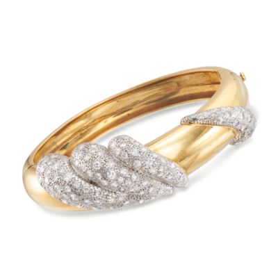 C. 1990 Vintage 3.25 ct. t.w. Diamond Bangle Bracelet in 18kt Yellow Gold. 7" &mdash; Alt Image 1