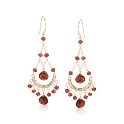 Garnet Chandelier Earrings in 14kt Yellow Gold &mdash; Alt Image 1