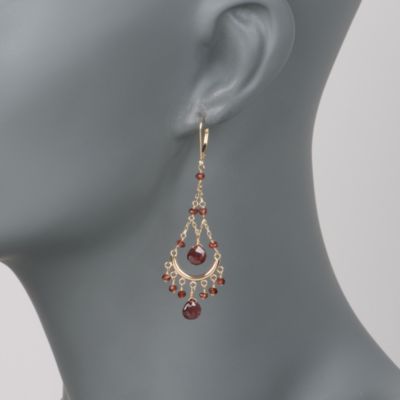Garnet Chandelier Earrings in 14kt Yellow Gold &mdash; Alt Image 2