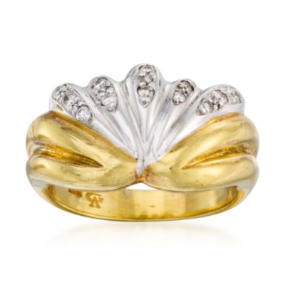 C. 1980 Vintage .20 ct. t.w. Diamond Ring in 18kt Two-Tone Gold. Size 6.25 &mdash; Alt Image 1