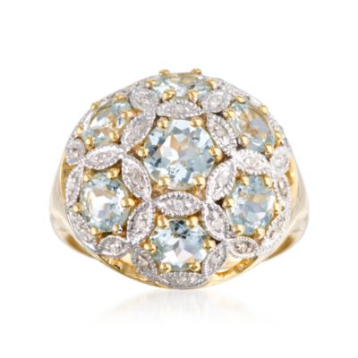 3.10 ct. t.w. Aquamarine and .10 ct. t.w. Diamond Ring In Vermeil. Size 5 &mdash; Alt Image 1