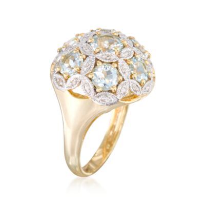 3.10 ct. t.w. Aquamarine and .10 ct. t.w. Diamond Ring In Vermeil. Size 5 &mdash; Alt Image 2