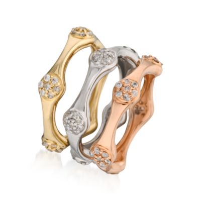 Set of Three 1.00 ct. t.w. Diamond Rings in 14kt Tri-Colored Gold &mdash; Alt Image 2