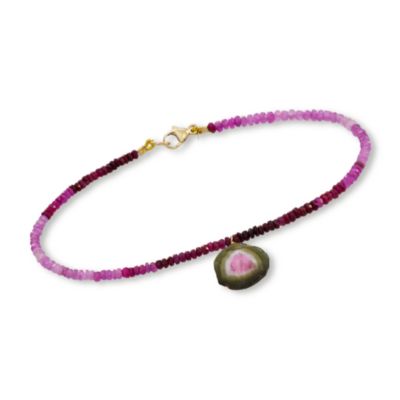 3.80 Carat Tourmaline and 14.00 ct. t.w.  Ruby Bracelet in 14kt Yellow Gold. 7.5" &mdash; Alt Image 1