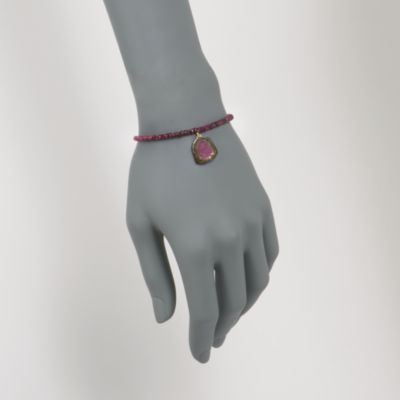 3.80 Carat Tourmaline and 14.00 ct. t.w.  Ruby Bracelet in 14kt Yellow Gold. 7.5" &mdash; Alt Image 2