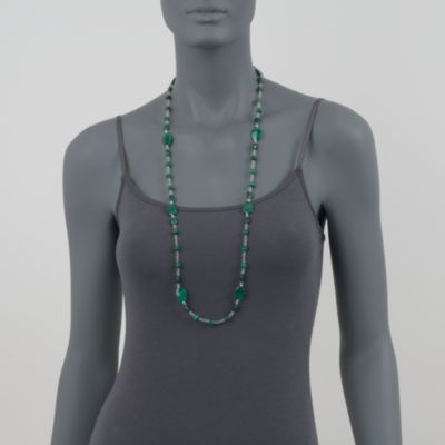 Malachite and Amethyst Necklace In Sterling Silver. 36" &mdash; Alt Image 2