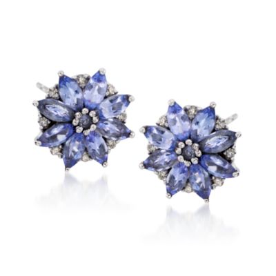 1.80 ct. t.w. Tanzanite Flower Earrings With Diamonds In Sterling Silver &mdash; Alt Image 1