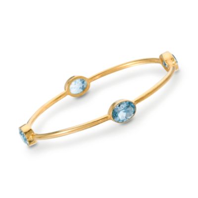 11.50 ct. t.w. Blue Topaz Bangle Bracelet in Vermeil. 7" &mdash; Alt Image 1