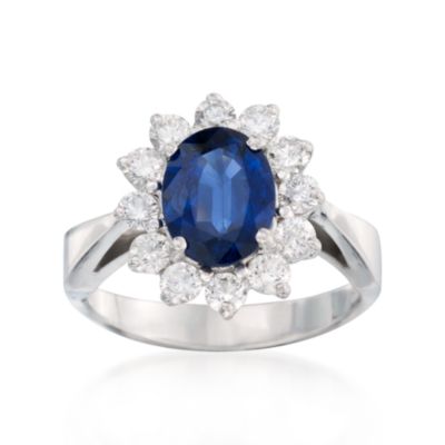 2.05 Carat Sapphire and .80 ct. t.w. Diamond Ring in 18kt White Gold. Size 7 &mdash; Alt Image 1