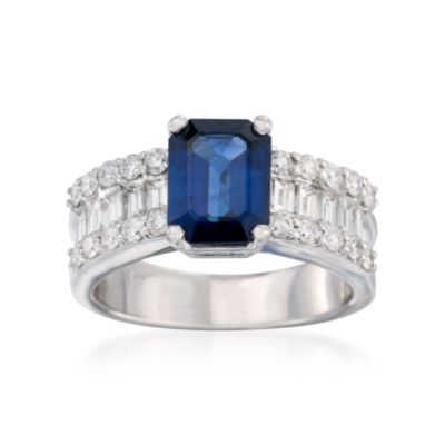 2.40 Carat Sapphires and 1.20 ct. t.w. Diamond Ring in 18kt White Gold. Size 7 &mdash; Alt Image 1