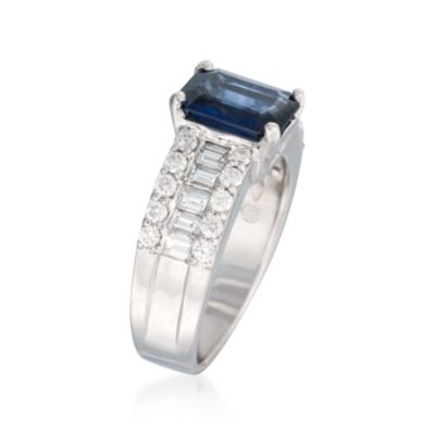 2.40 Carat Sapphires and 1.20 ct. t.w. Diamond Ring in 18kt White Gold. Size 7 &mdash; Alt Image 3