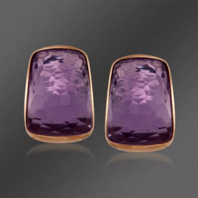 Roberto Coin "Martellato" 12.00 ct. t.w. Amethyst Earrings In 18kt Rose Gold &mdash; Alt Image 1