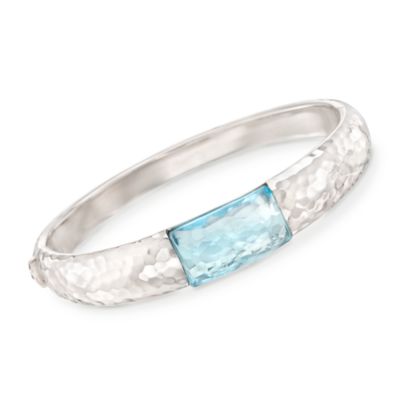 Roberto Coin "Martellaroa" 10.00 Carat Blue Topaz Bangle Bracelet in 18kt White Gold. 7" &mdash; Alt Image 1