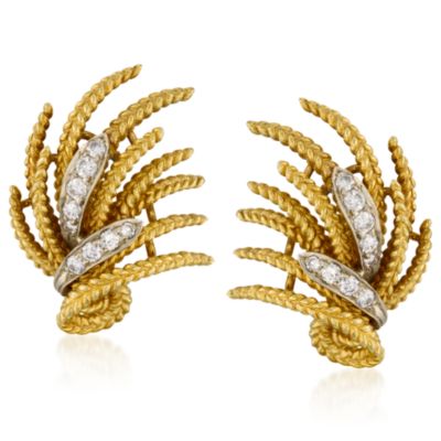 C. 1970 Vintage .60 ct. t.w. Diamond Earrings in 18kt Yellow Gold &mdash; Alt Image 1