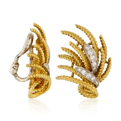 C. 1970 Vintage .60 ct. t.w. Diamond Earrings in 18kt Yellow Gold &mdash; Alt Image 2