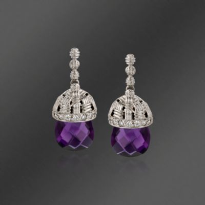 10.99 ct. t.w. Amethyst and .17 ct. t.w. Diamond Earrings In 18kt White Gold &mdash; Alt Image 1