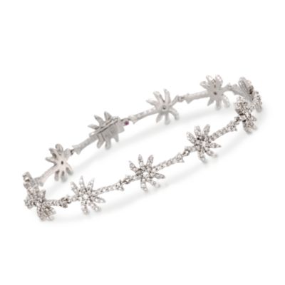 Roberto Coin 2.06 ct. t.w. Diamond Palm Tree Bracelet in 18kt White Gold. 7" &mdash; Alt Image 1