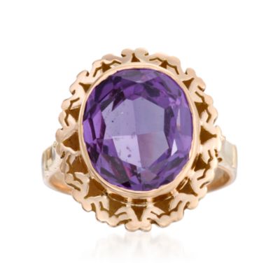 C. 1940 Vintage 6.30 Carat Faux Sapphire Ring In 14kt Yellow Gold. Size 7 &mdash; Alt Image 1
