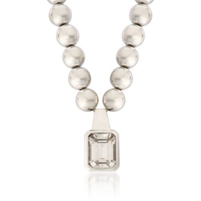 C. 1990 Vintage 27.50 Carat CZ Necklace In Sterling Silver. 17.75" &mdash; Alt Image 1