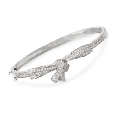 3.50 ct. t.w. CZ Bow Bangle Bracelet in Sterling Silver &mdash; Alt Image 1