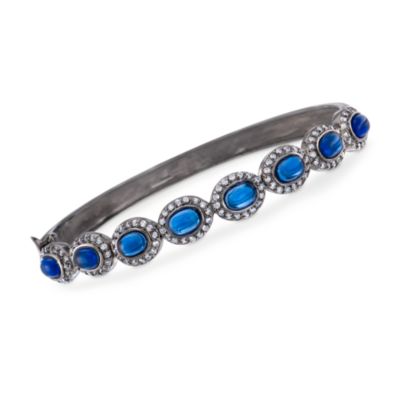 5.65 ct.t.w. Blue and White CZ Bangle Bracelet in Sterling Silver &mdash; Alt Image 1