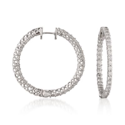 3.00 ct. t.w. Diamond In-And-Out Hoop Earrings in 18kt White Gold &mdash; Alt Image 1
