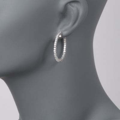3.00 ct. t.w. Diamond In-And-Out Hoop Earrings in 18kt White Gold &mdash; Alt Image 2
