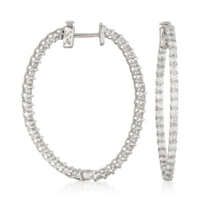 3.00 ct. t.w. Diamond Inside-Outside Hoop Earrings in 14kt White Gold &mdash; Alt Image 1