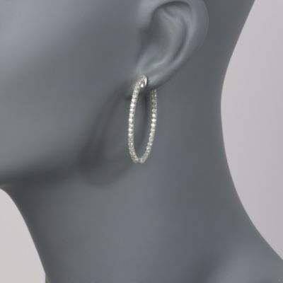 3.00 ct. t.w. Diamond Inside-Outside Hoop Earrings in 14kt White Gold &mdash; Alt Image 2